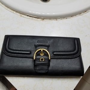Authentic Coach envelope black leather wallet